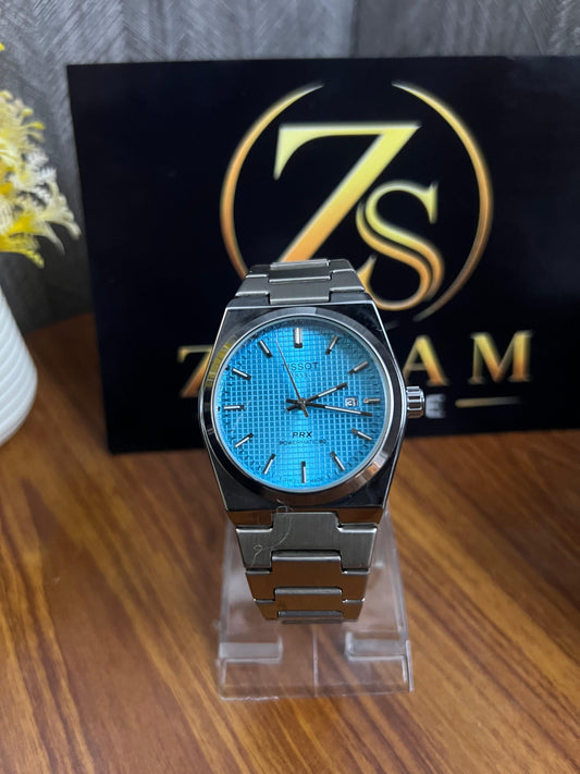 Tissot PRX Style Ice Blue Waffle Dial (Stainless Steel)